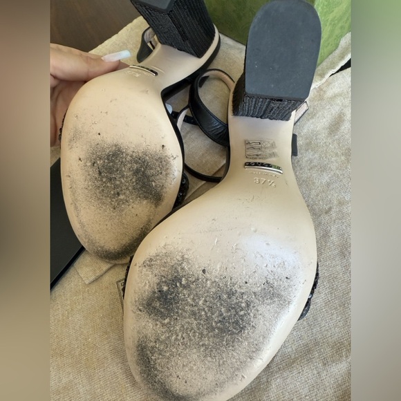 GUCCI Black sandal- size 37(1/2) Sequin Marmont High Heeled Look brand new - Picture 6 of 16